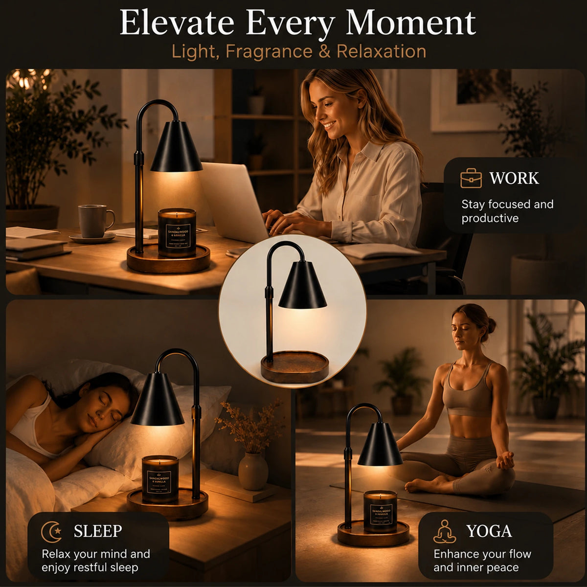 Modern Candle Warmer Lamp with Timer – Dimmable Electric Candle Light Warmer