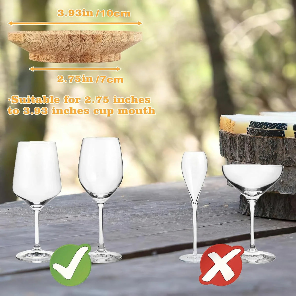 Bamboo Wine Glass Charcuterie Topper