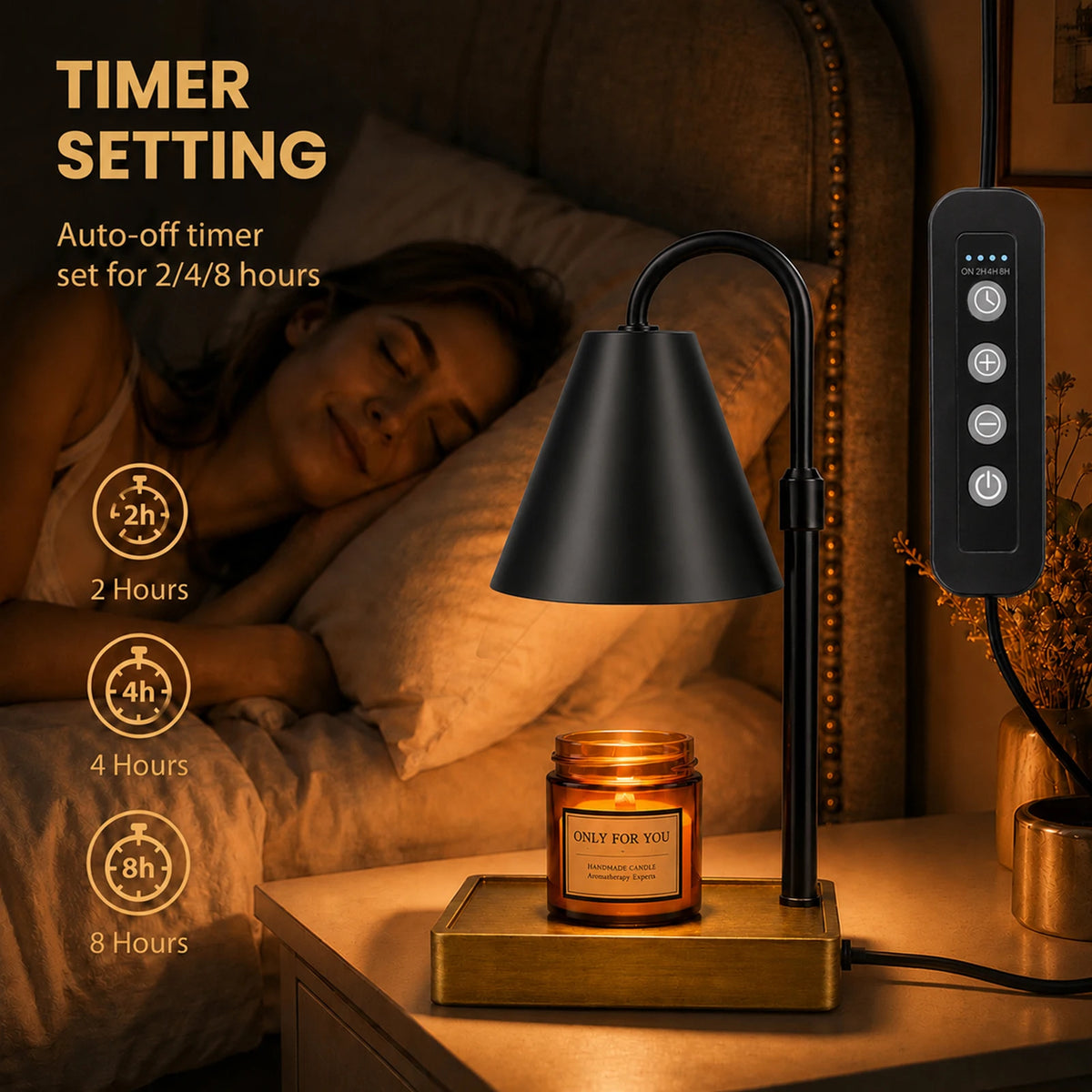Modern Candle Warmer Lamp with Timer – Dimmable Electric Candle Light Warmer